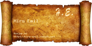 Hirs Emil névjegykártya